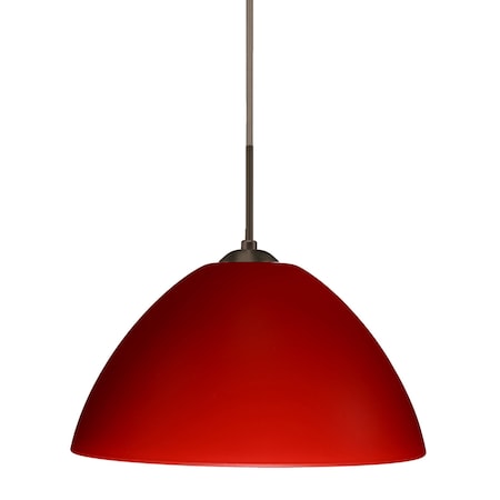 Tessa Cord Pendant, Red Matte, Bronze Finish, 1x9W LED